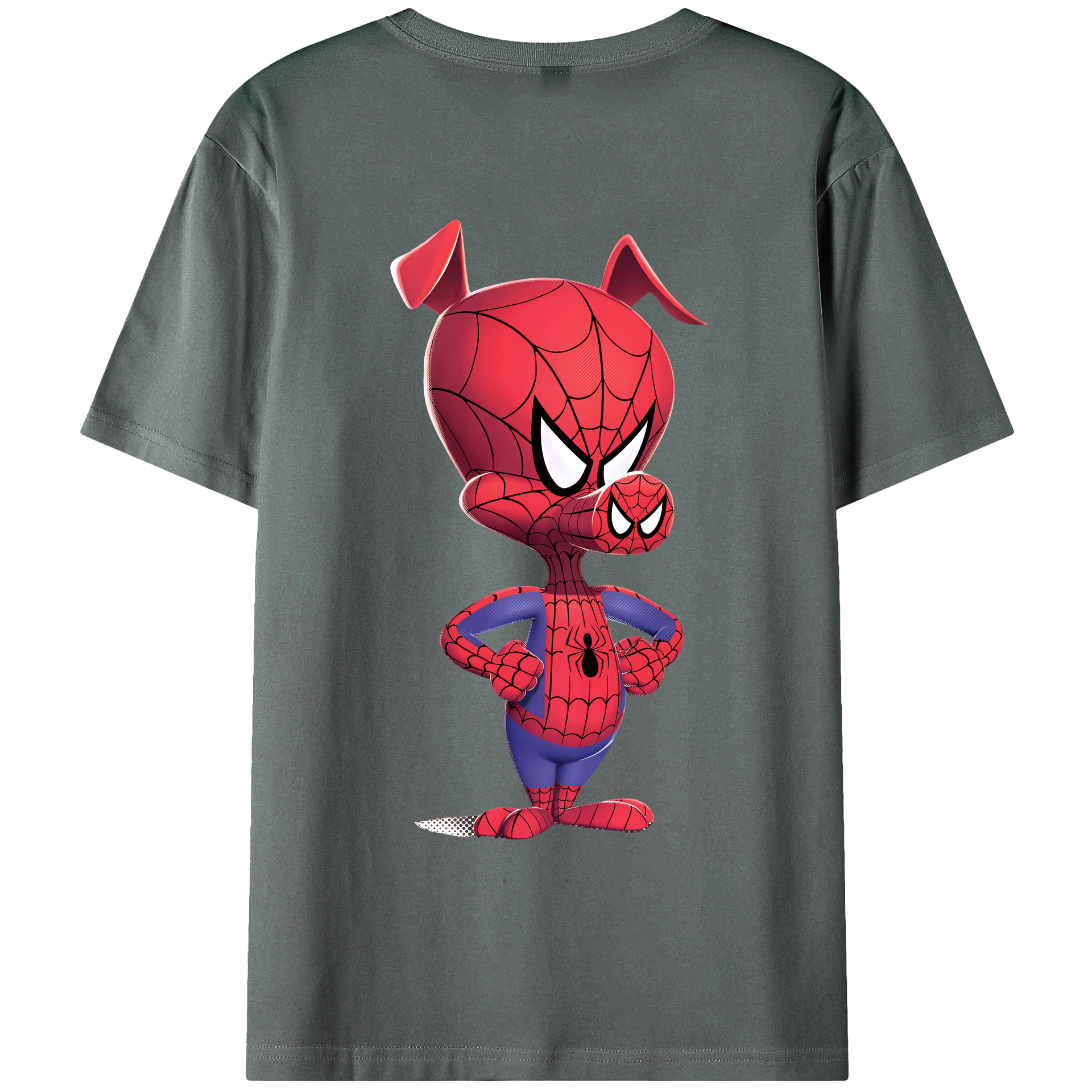 （画像用） Spider Man スパイダーマン 綿100％ メンズ半袖Tシャツ（バックプリント） 通気性